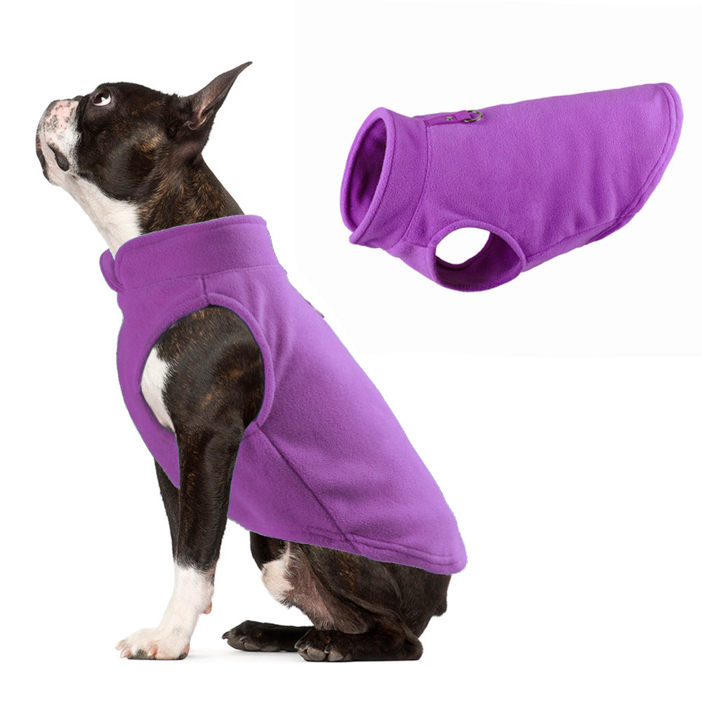 Dog clothing. Thickened, solid colour fleece.
