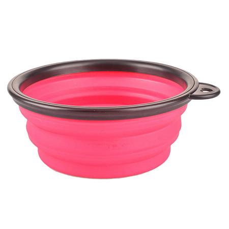 Collapsible silicone travel dog bowl.
