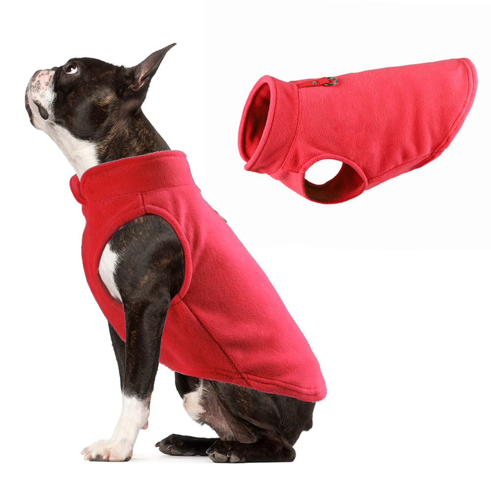 Dog clothing. Thickened, solid colour fleece.