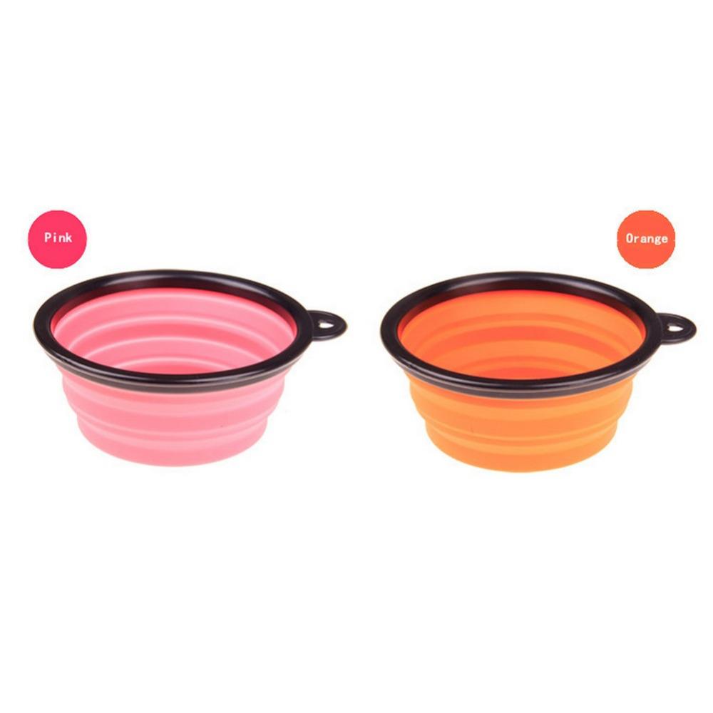 Collapsible silicone travel dog bowl.