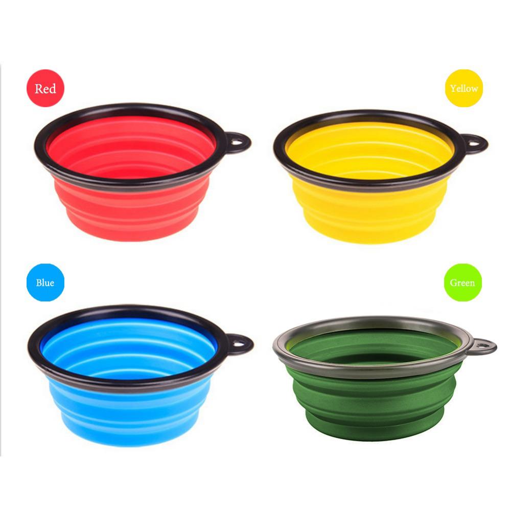 Collapsible silicone travel dog bowl.