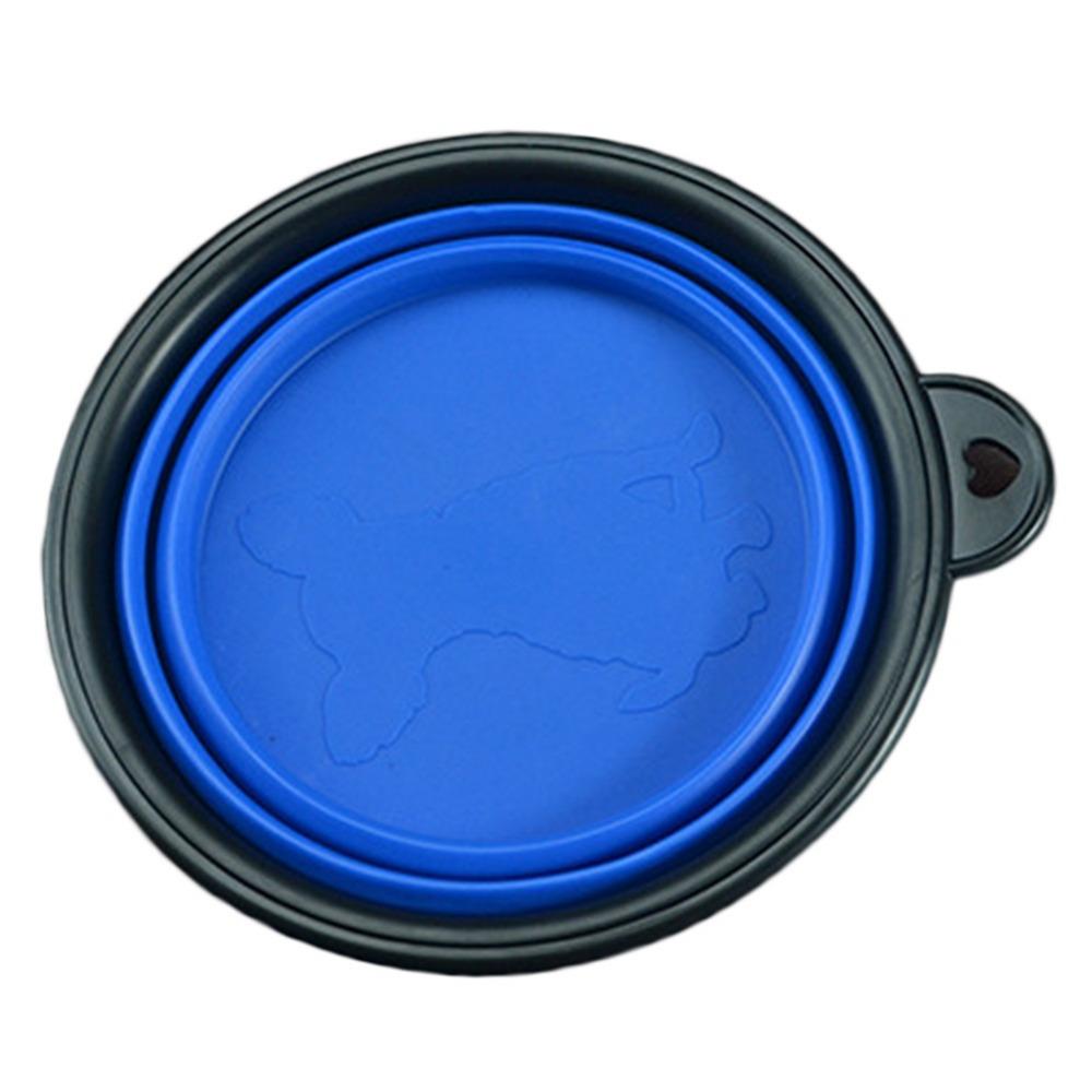 Collapsible silicone travel dog bowl.