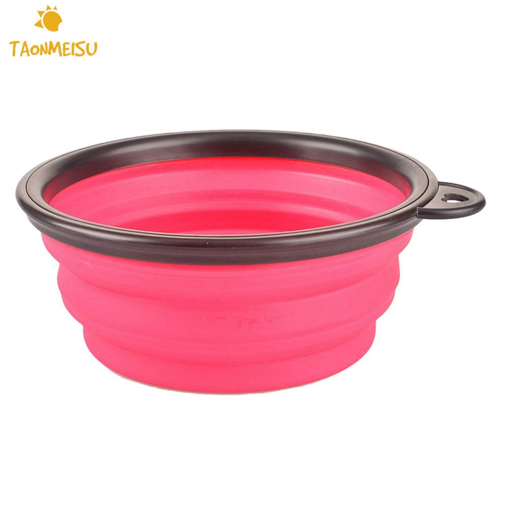 Collapsible silicone travel dog bowl.
